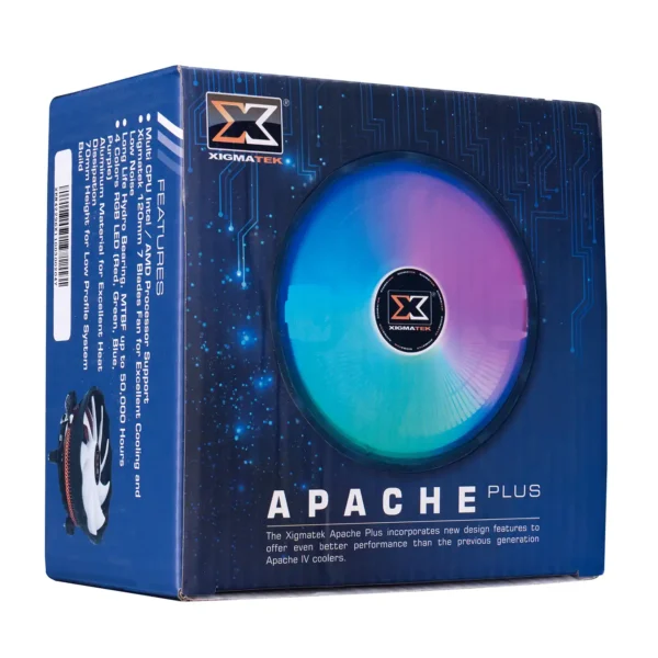 Use arrow keys   Xigmatek Apache Plus - (Copper Anodized Aluminium Fins, 12cm 1500RPM Multi Color LED Fan)