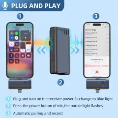 Jmary MW-16 3-in-1 Clip-On Wireless Mic for iPhone & Android - Image 3