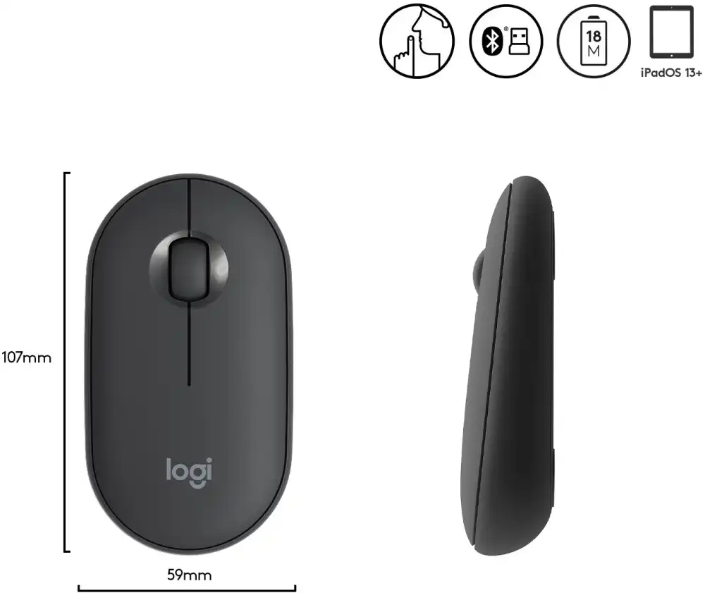 Logitech Pebble M350 Wireless Mouse – Silent & Slim, Graphite - Image 2