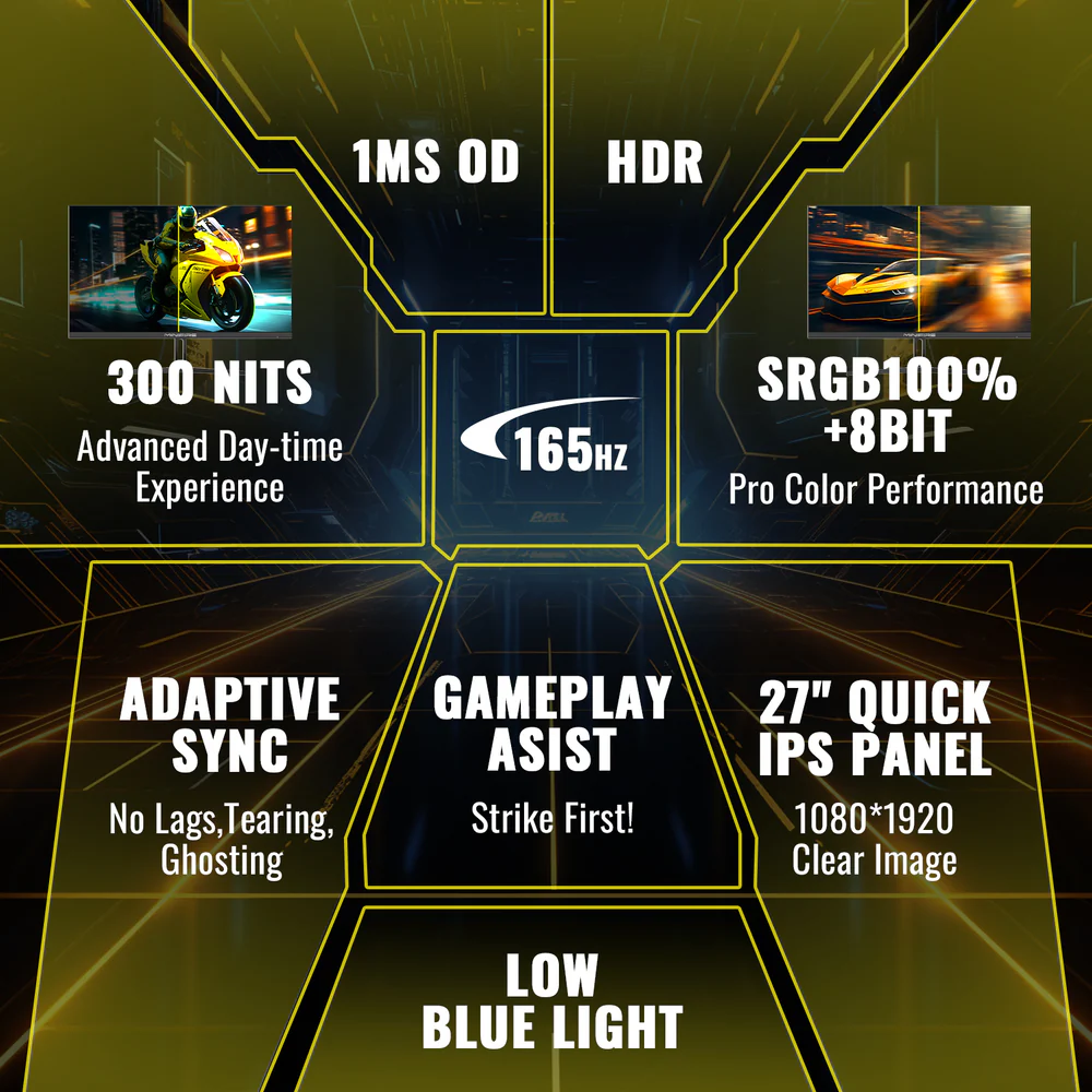 MINIFIRE MFG27 F2 27” FHD Monitor – 165Hz, HDMIx2 + DP - Image 9