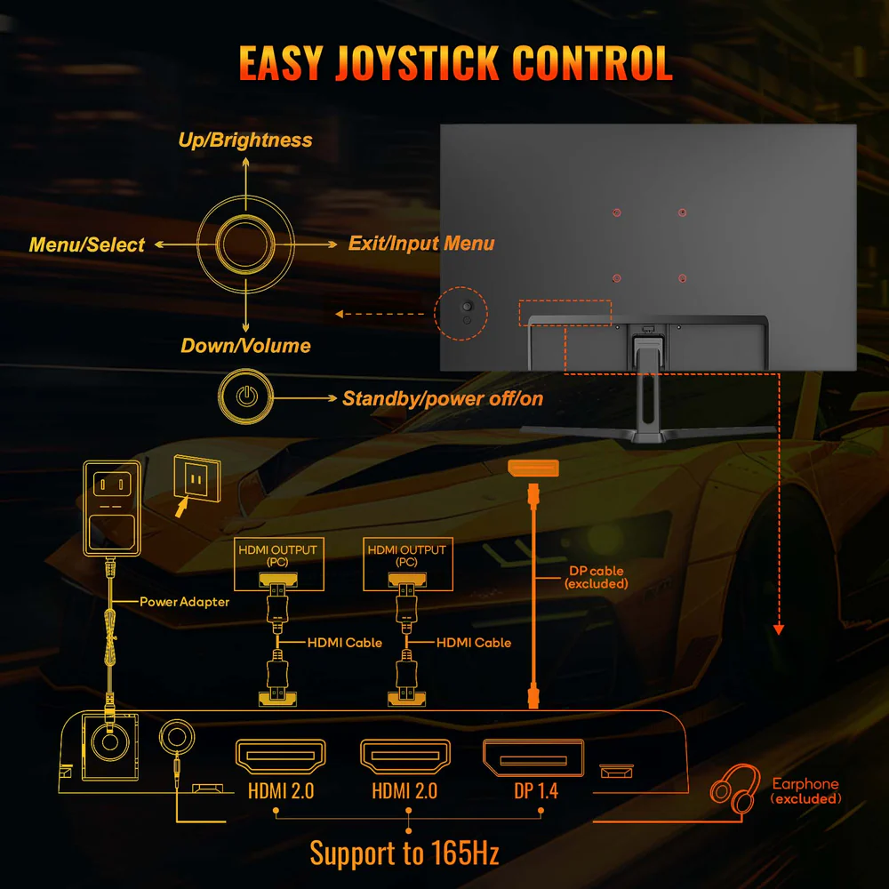 MINIFIRE MFG27 F2 27” FHD Monitor – 165Hz, HDMIx2 + DP - Image 4