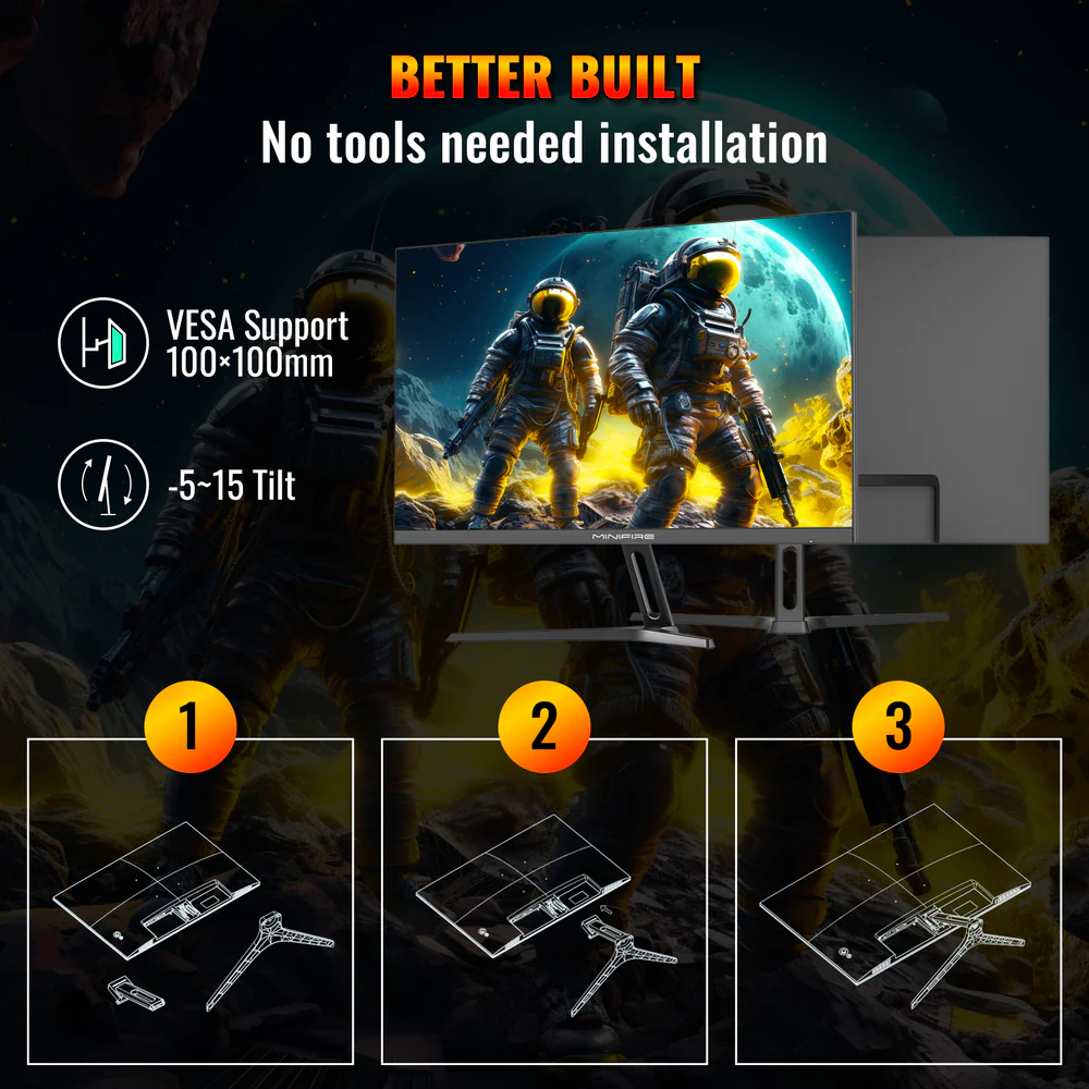 MINIFIRE MFG27 F2 27” FHD Monitor – 165Hz, HDMIx2 + DP - Image 3