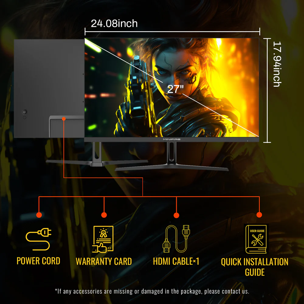 MINIFIRE MFG27 F2 27” FHD Monitor – 165Hz, HDMIx2 + DP - Image 2