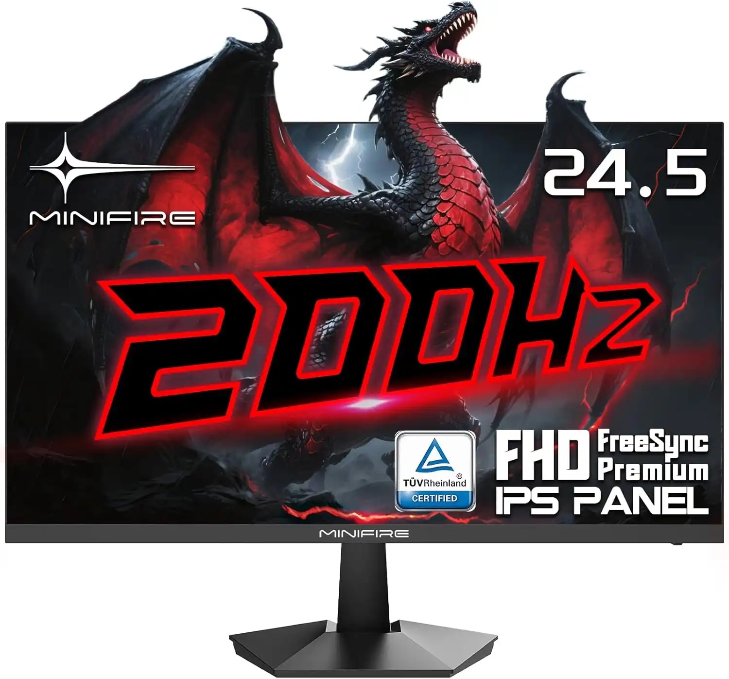 MINIFIRE MFG24X1 24” FHD Monitor – 200Hz, HDMIx2 + DP, Speakers