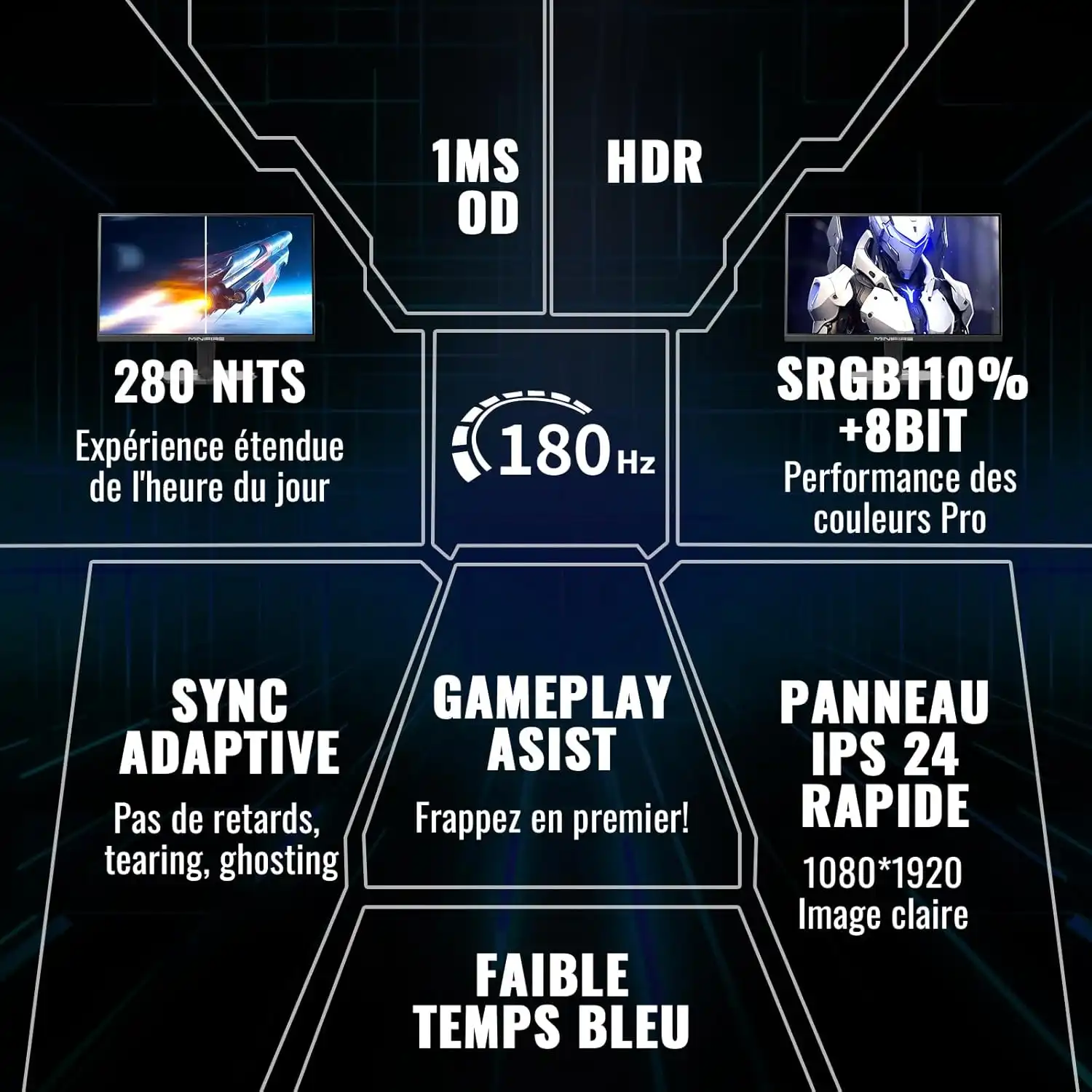 MINIFIRE MFG24F4AL 24" FHD Gaming Monitor 180Hz - Image 3