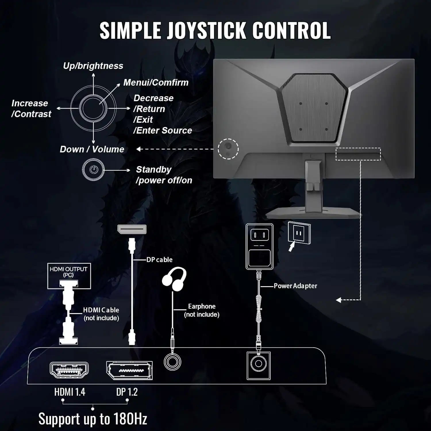 MINIFIRE MFG24F4AL 24" FHD Gaming Monitor 180Hz - Image 4