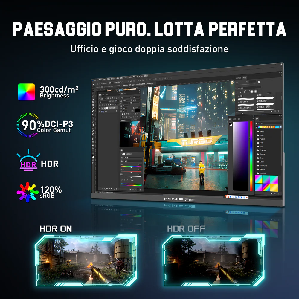 MINIFIRE MFG25X1 PRO 24” FHD Monitor – 300Hz, HDMIx2 + DPx2 - Image 3