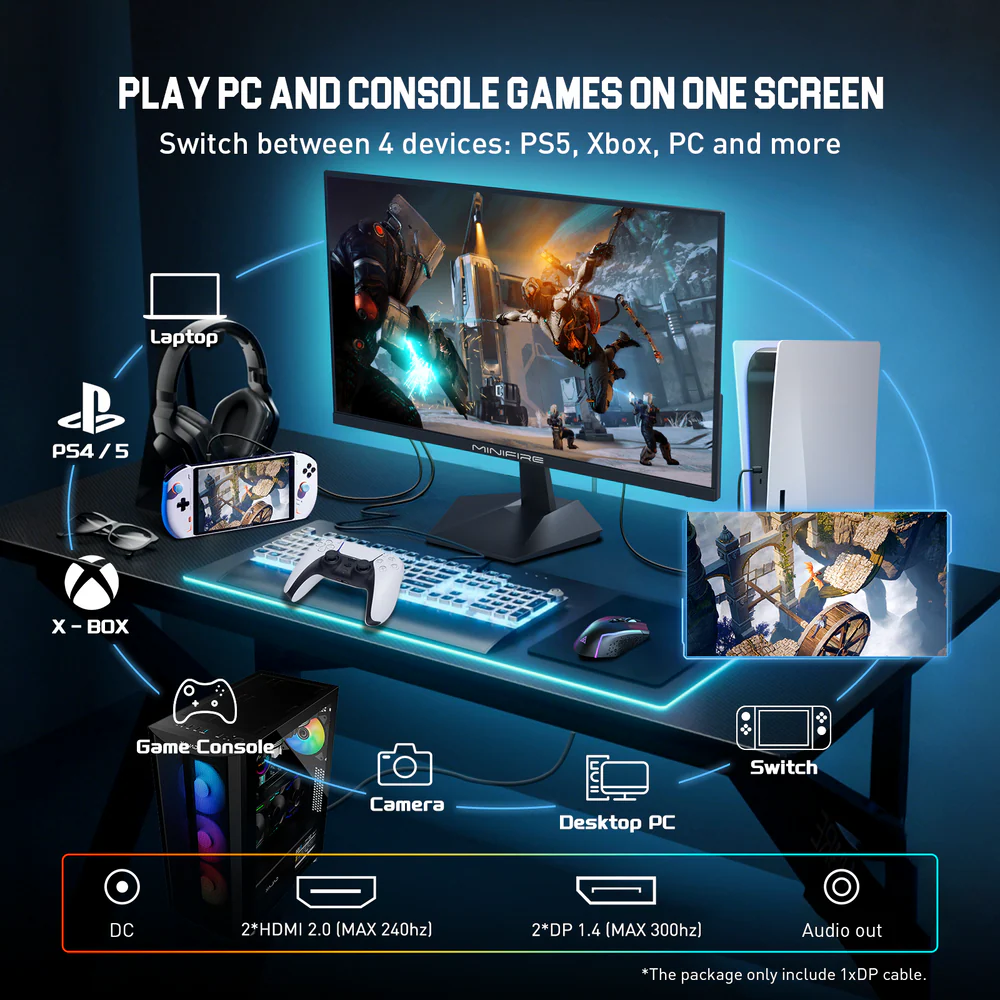 MINIFIRE MFG25X1 PRO 24” FHD Monitor – 300Hz, HDMIx2 + DPx2 - Image 2