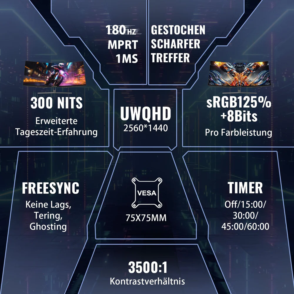 MINIFIRE MFG32C3Q 32” Curved 2K WQHD Monitor – 165Hz, HDMI + DP - Image 5