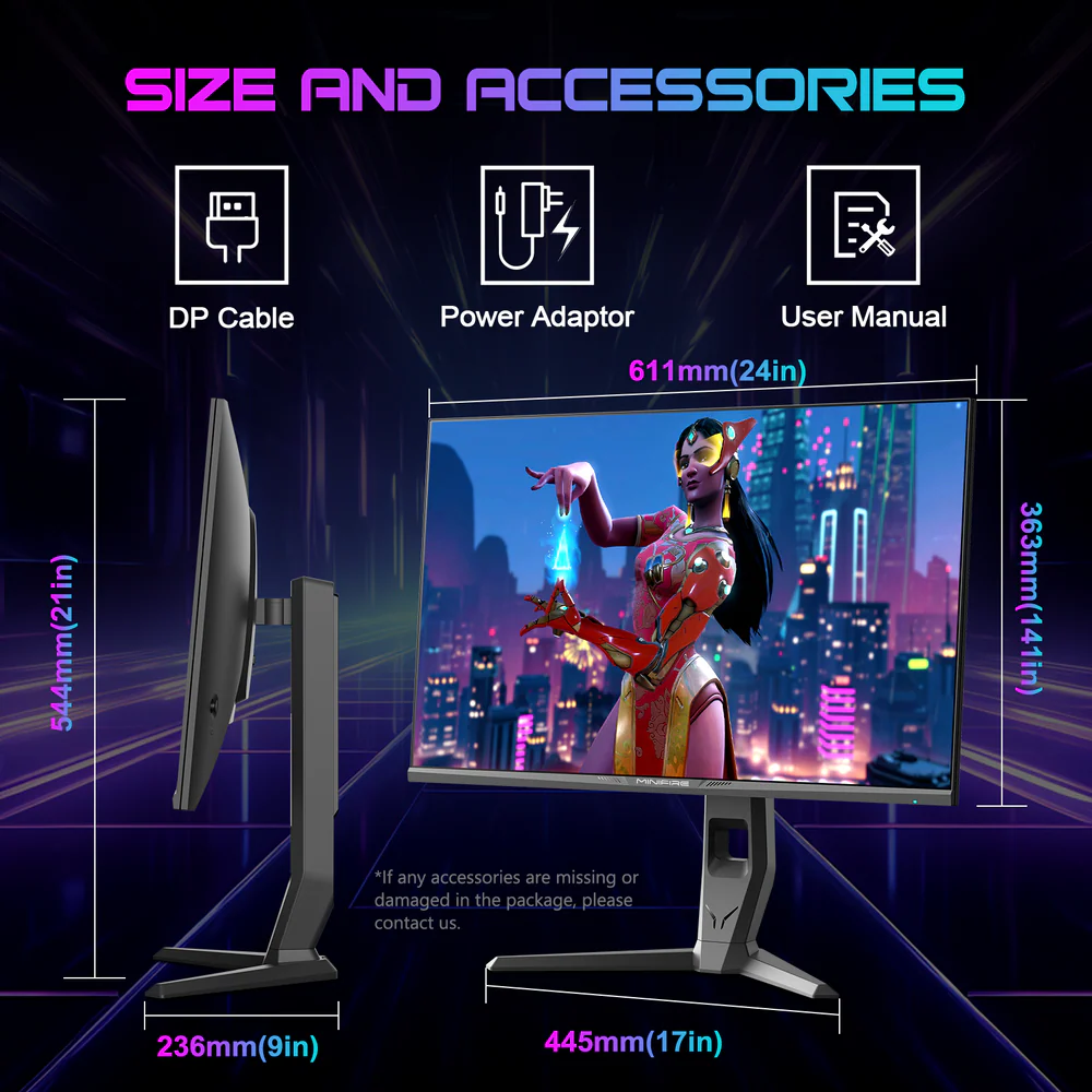 MINIFIRE MFG27F6Q PRO 27” 2K WQHD Monitor – 240Hz, HDMIx2 + DPx2 - Image 2