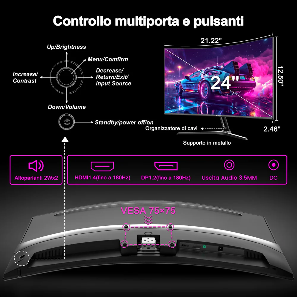 MINIFIRE MFG24C1 24" Curved FHD Gaming Monitor 180Hz - Image 3