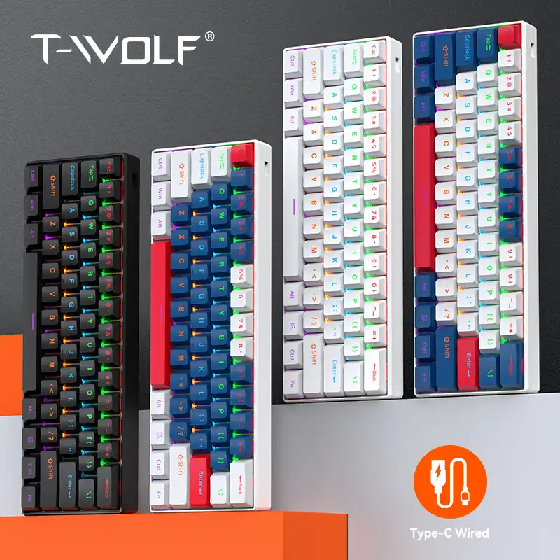 T-WOLF T60 Mini RGB Gaming Keyboard, Wired Mechanical