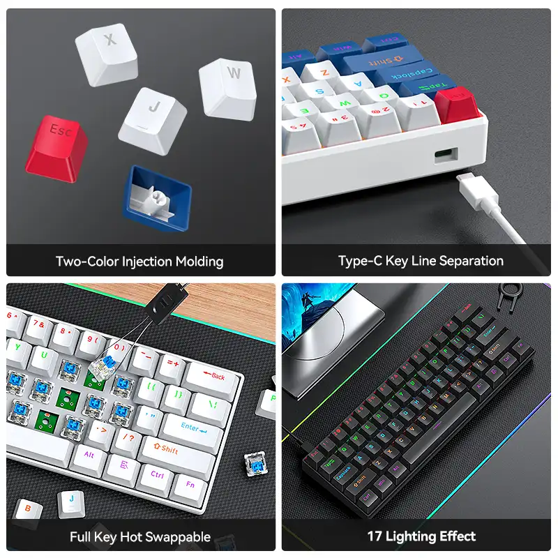 T-WOLF T60 Mini RGB Gaming Keyboard, Wired Mechanical - Image 3
