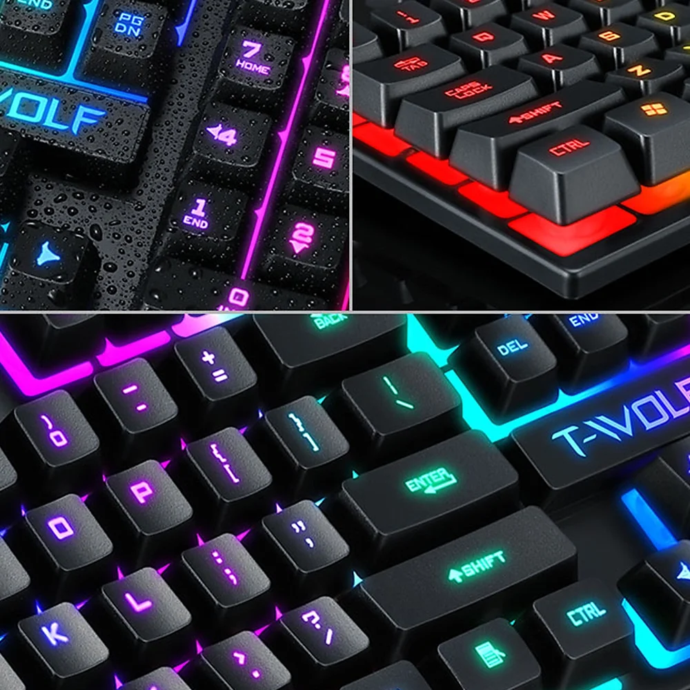 T-WOLF T20 RGB Gaming Keyboard – 104 Keys USB Wired - Image 3