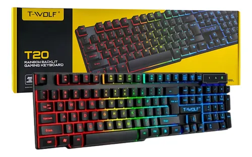T-WOLF T20 RGB Gaming Keyboard – 104 Keys USB Wired - Image 4