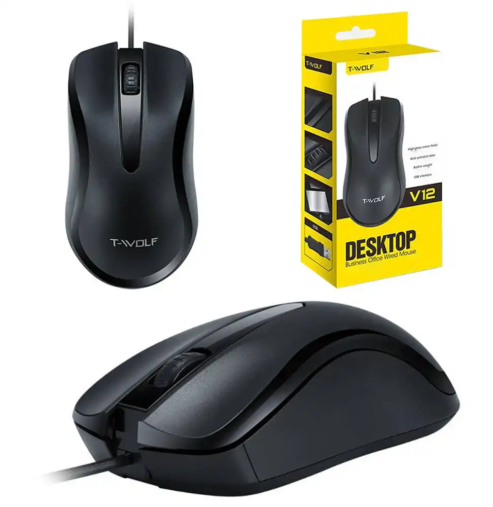 V12 Wired Office Mouse – Ergonomic Optical Precision