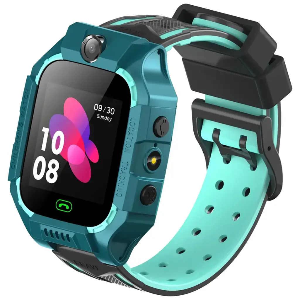 Green Lion 2G Kids Smart Watch Series 5 Purple - front view with display showing time