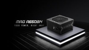 MSI MAG A650BN 650W power supply front view