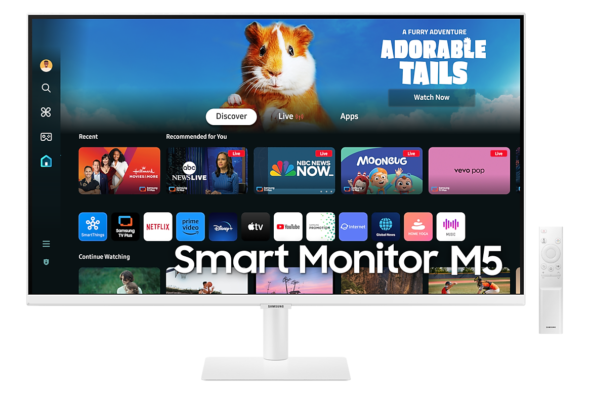 Samsung 27" Smart Monitor M5 M50D FHD White front view