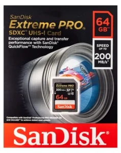 SanDisk Extreme PRO 64GB SDHC UHS-I Memory Card front view